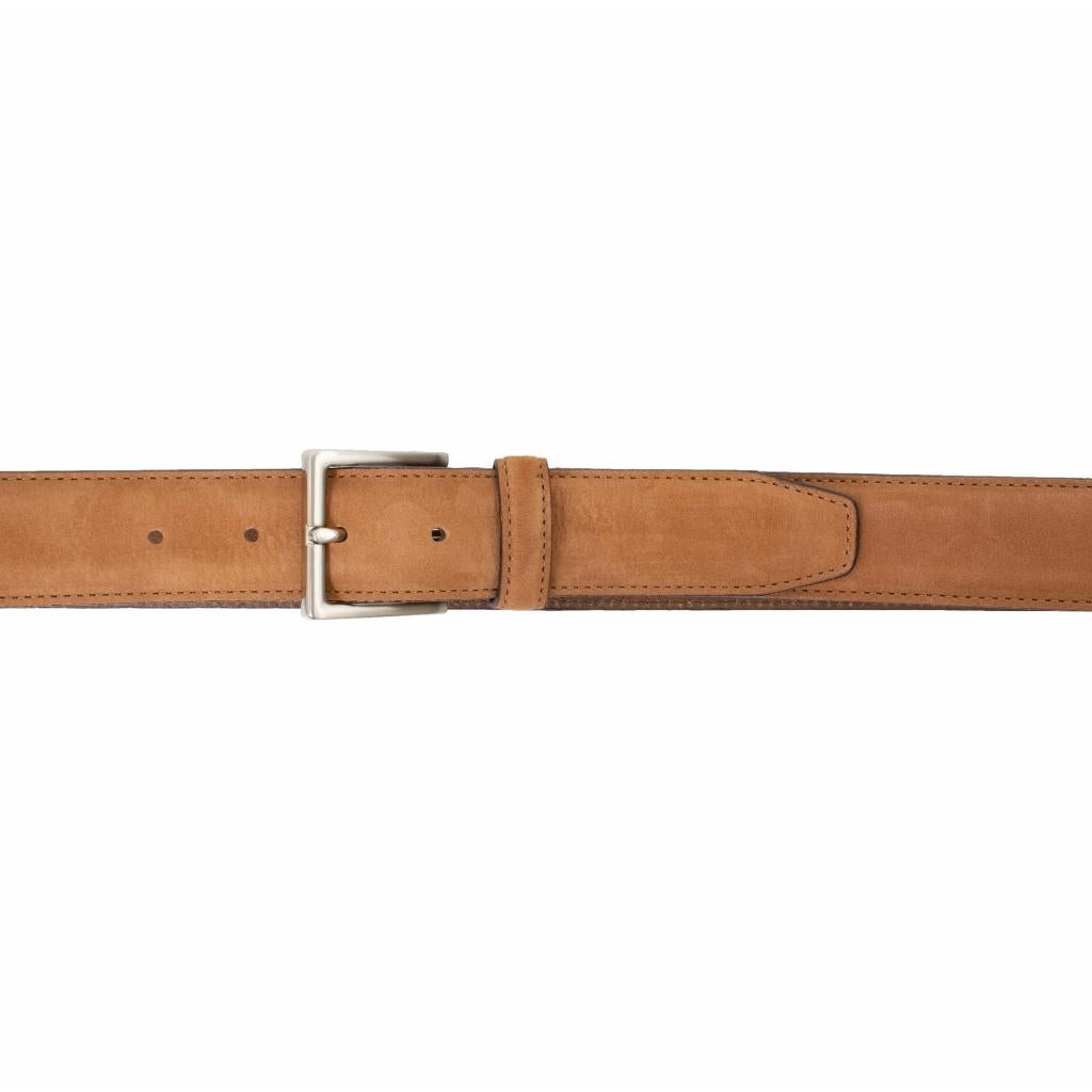 Stitched Feather Edge Italian Nubuck Leather Belt