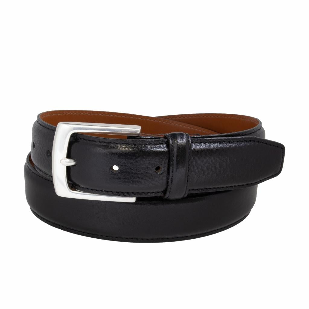 Shrunken Italian Full Grain Leather with Pop Stitch Detail Belt